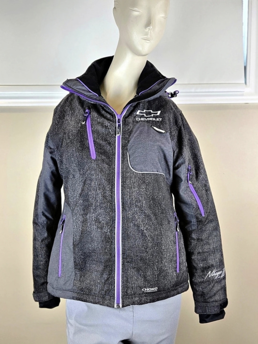 Choko Chevrolet Nitrogen Gen III Women's Gray & Black Snowmobile Winter Jacket